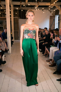 Emerald Silk Flower Gown